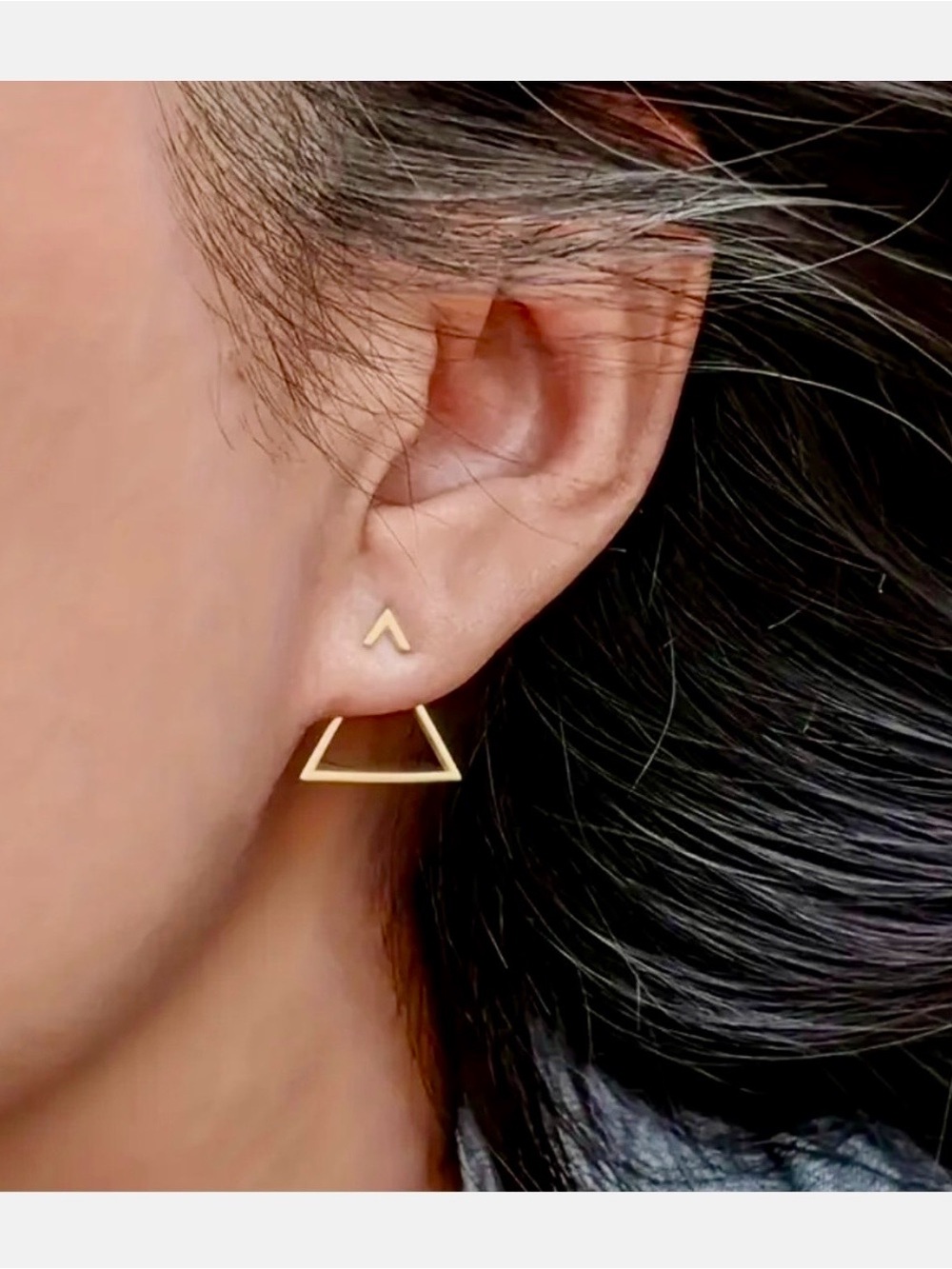 Gold Triangle Double-Stud Earrings